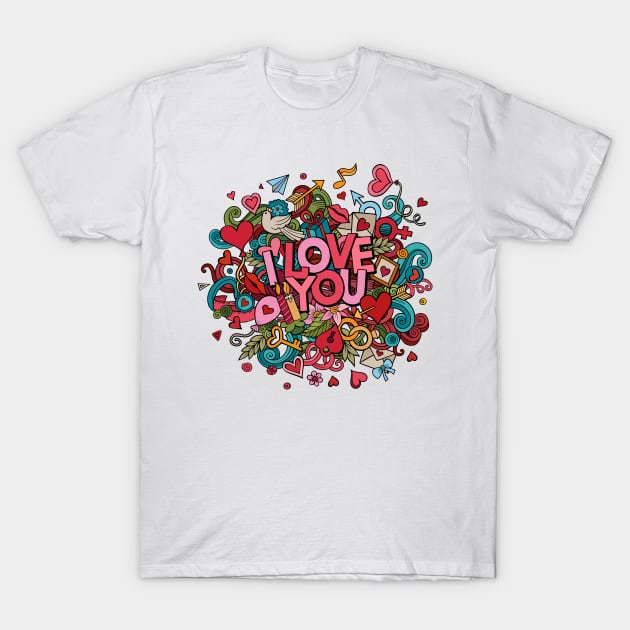 Cute Fun Colorful Heart Doodle Art Love - valentines day T-Shirt by Heawonshop